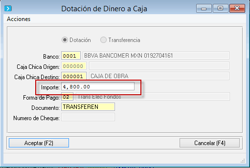 Finalización del proceso de registro de fondos para la caja