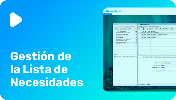 Gestión de la Lista de Necesidades
